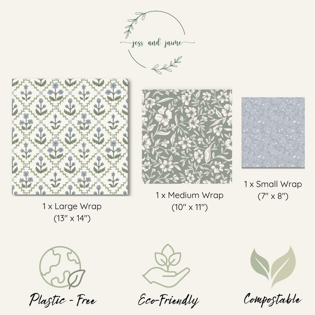 Beeswax Food Wraps 3 Pack (S, M, L)